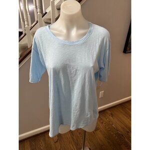 NWT Velvet by Graham & Spencer Short Sleeve Slub Tee Capri Blue Size Large
